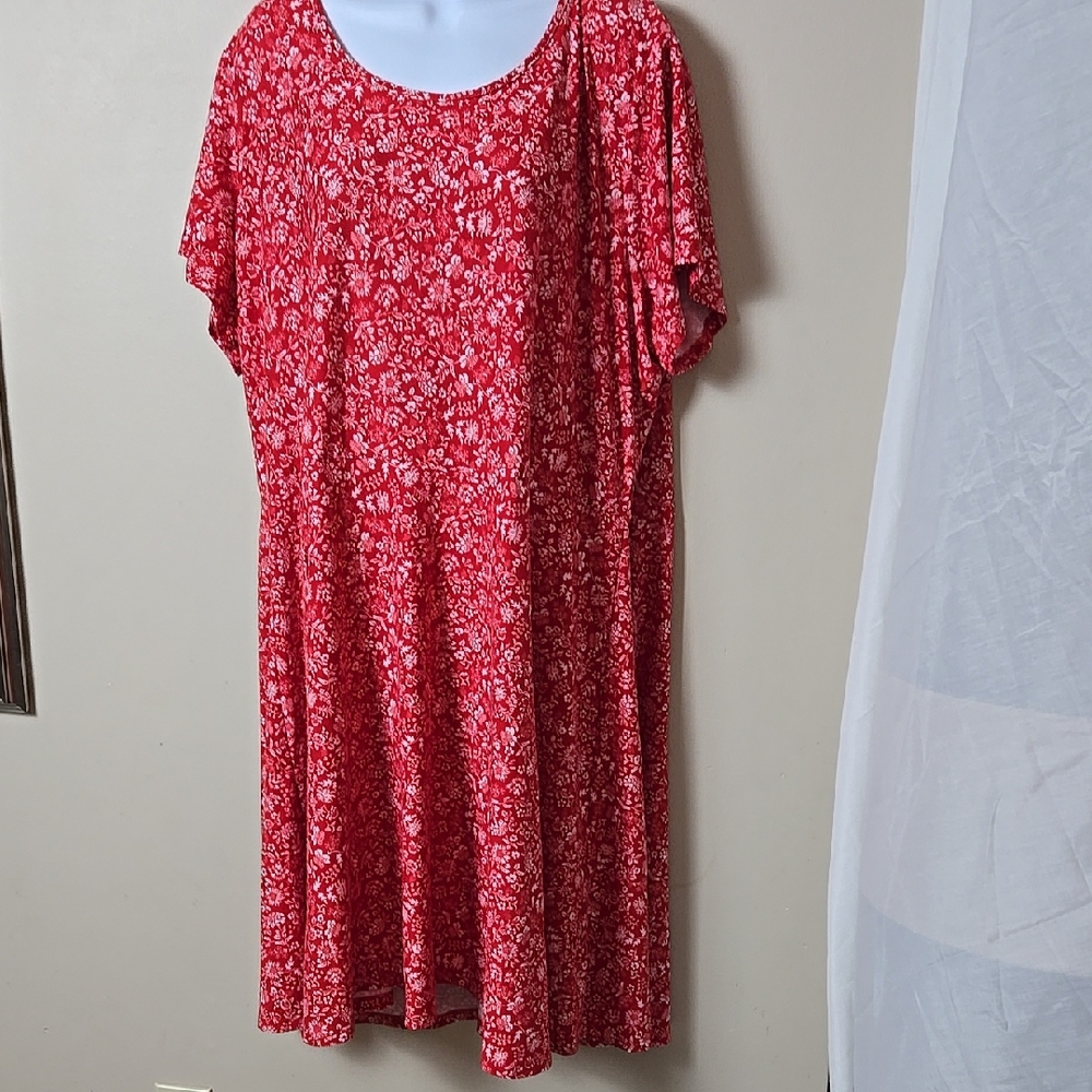 Floral Red Plus Size 2x Dress midi ladies pretty